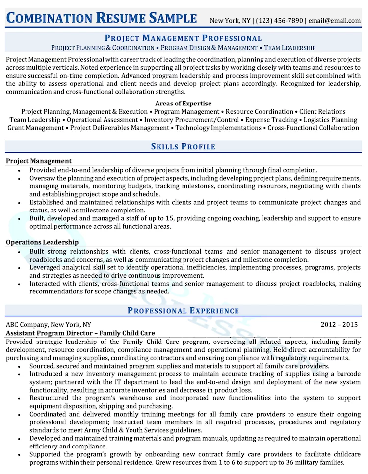 Combination Resume Sample