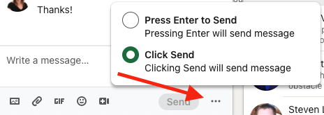 LinkedIn Message - Click Send