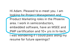 LinkedIn Message with Relevant Content