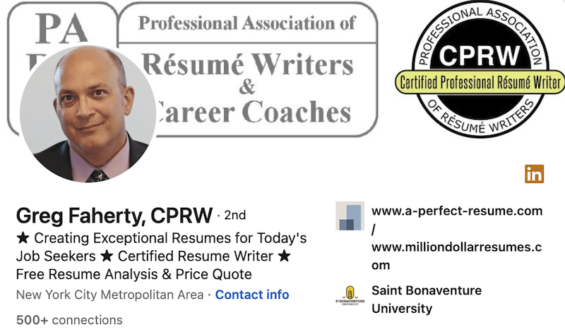 Greg Faherty LinkedIn Profile