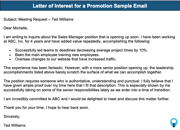 Promotion Letter of Interest Sample