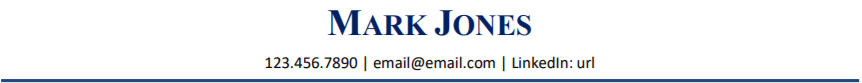 Resume header sample