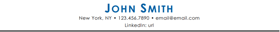 Resume header sample