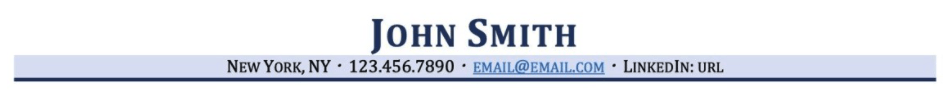 Resume header sample