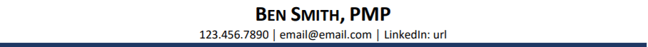 Resume header sample