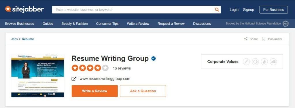 ResumeWritingGroup.com reviews