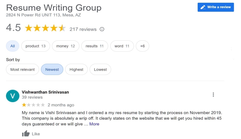 the resume writing group