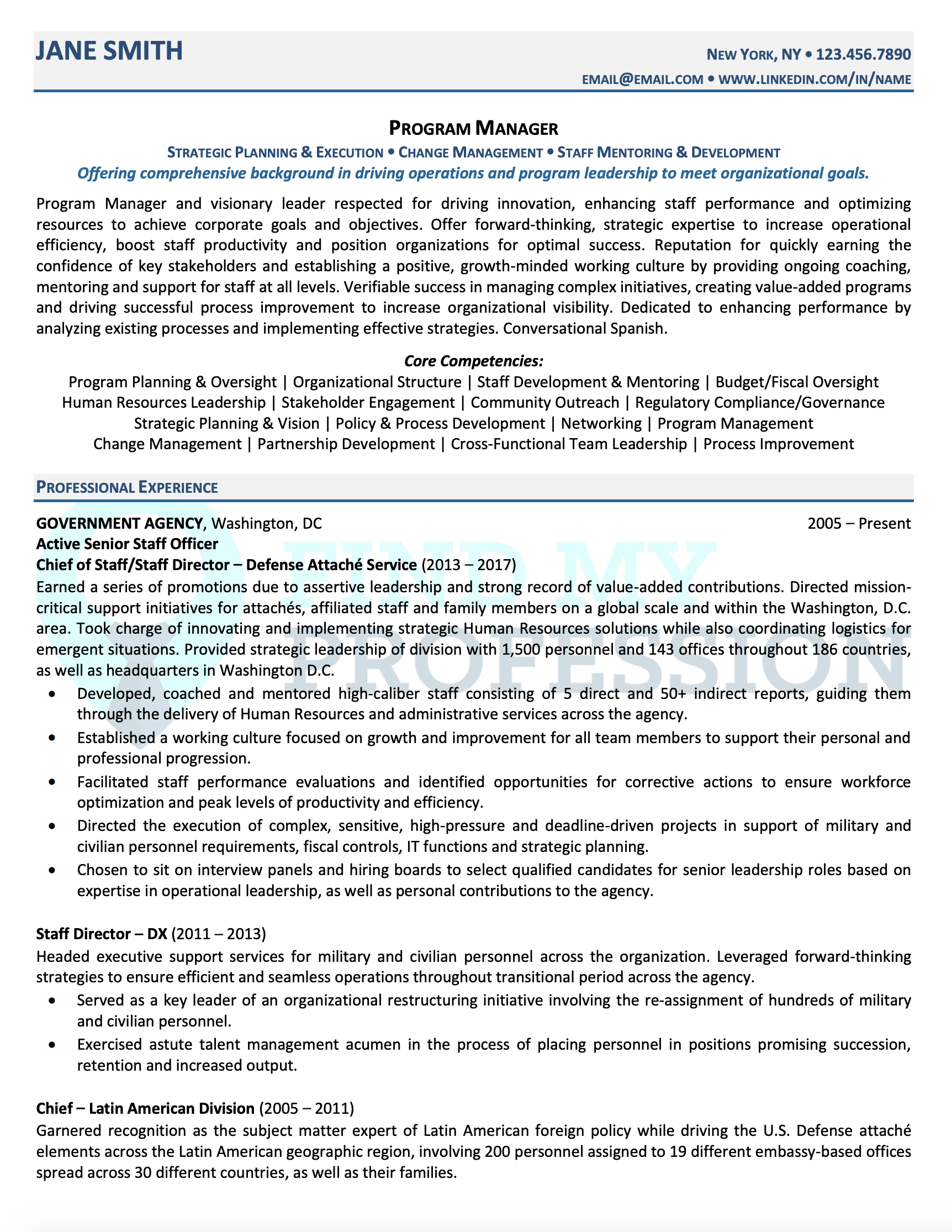 Chief of Staff Resume Sample