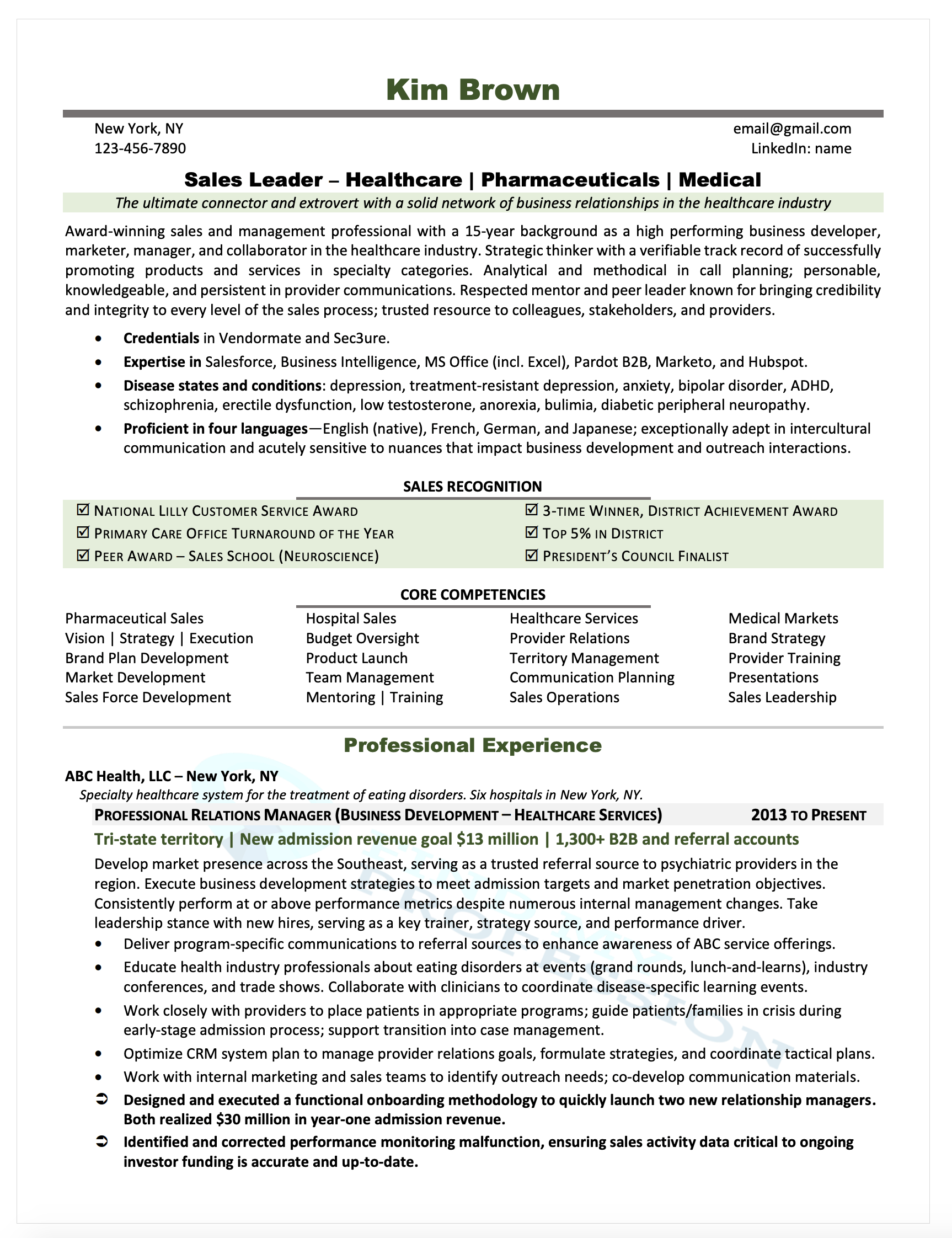 Pharma Sales Executive Resume Sample