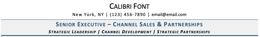 Resume Font - Calibri