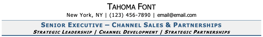 Resume Font - Tahoma