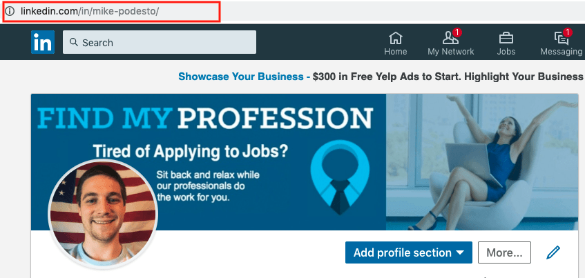 Add LinkedIn URL to resume