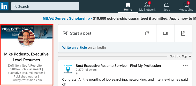 Add LinkedIn profile to resume