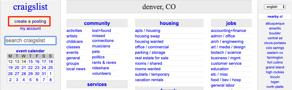 Craigslist create a posting