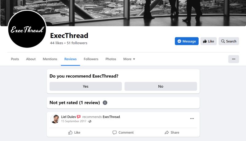 ExecThread Facebook reviews