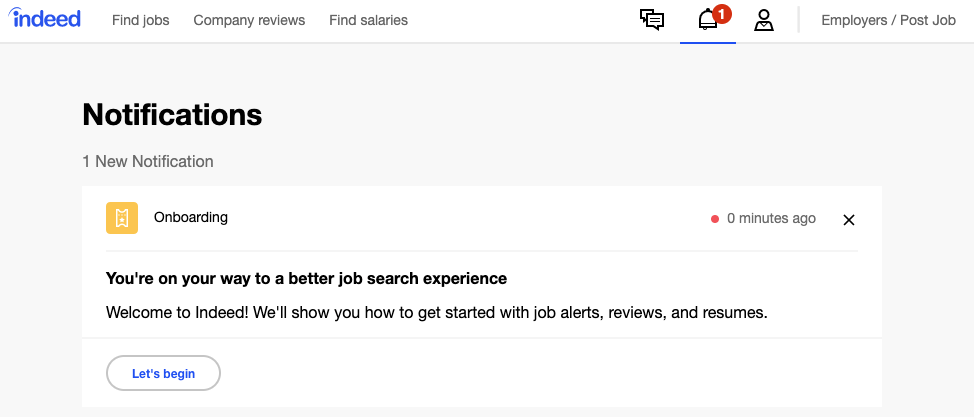 Indeed - Let's Begin Notification