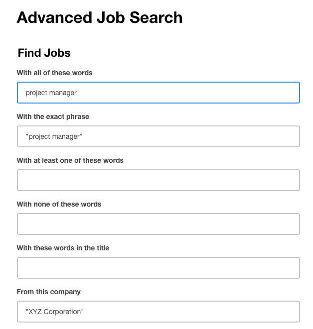 Indeed advanced job search filters