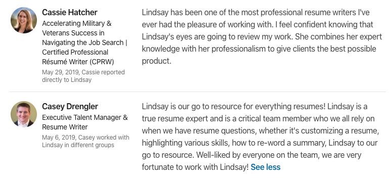 Lindsay Duston LinkedIn Recommendations