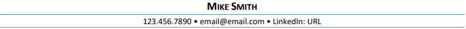 Resume Header Example