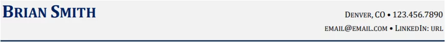 Resume Header Example