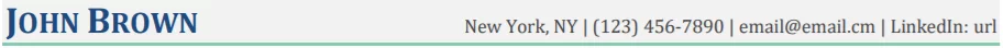 Resume Header Example