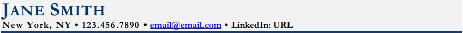 Resume Header Example