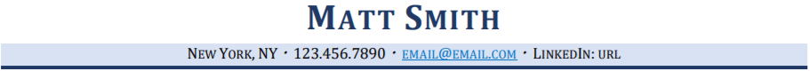 Resume Header Example