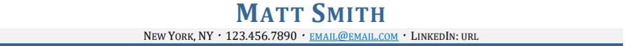 Resume Header Example