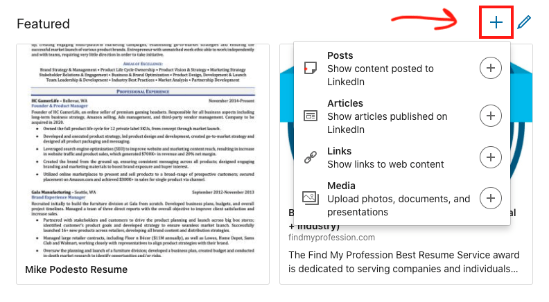 Upload resume to LinkedIn profile