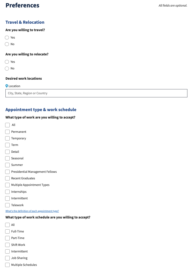 Complete USAJOBS preferences