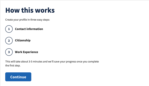 Complete USAJOBS profile