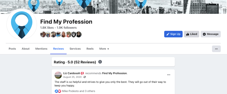 Find My Profession Facebook Reviews