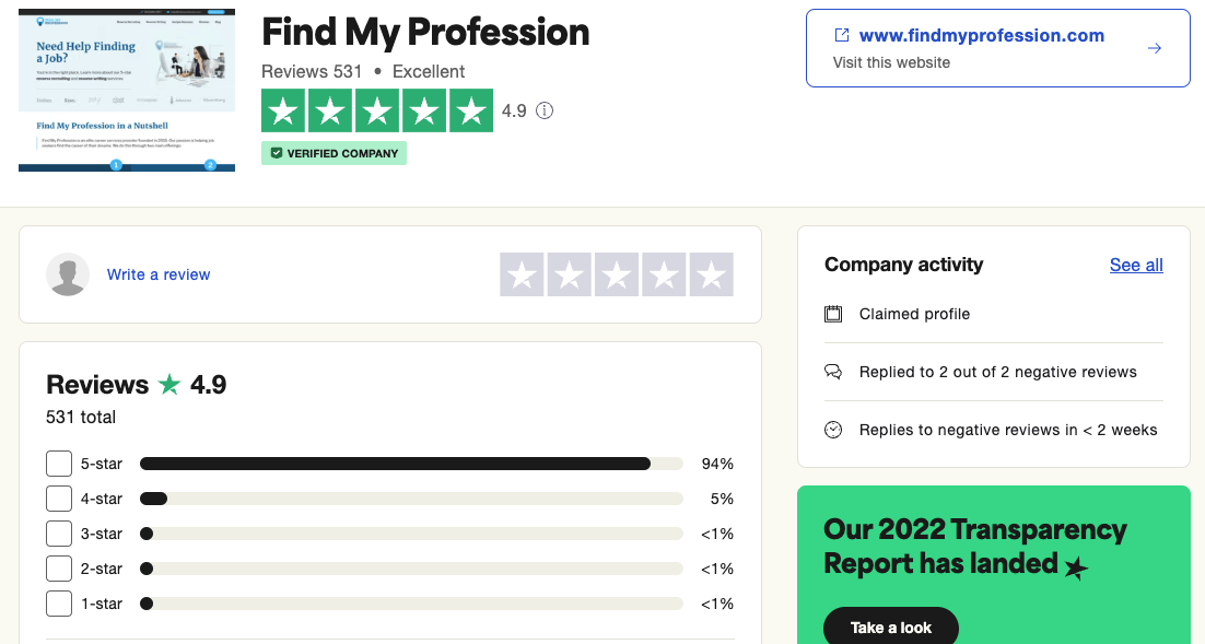 Find My Profession Trustpilot Reviews